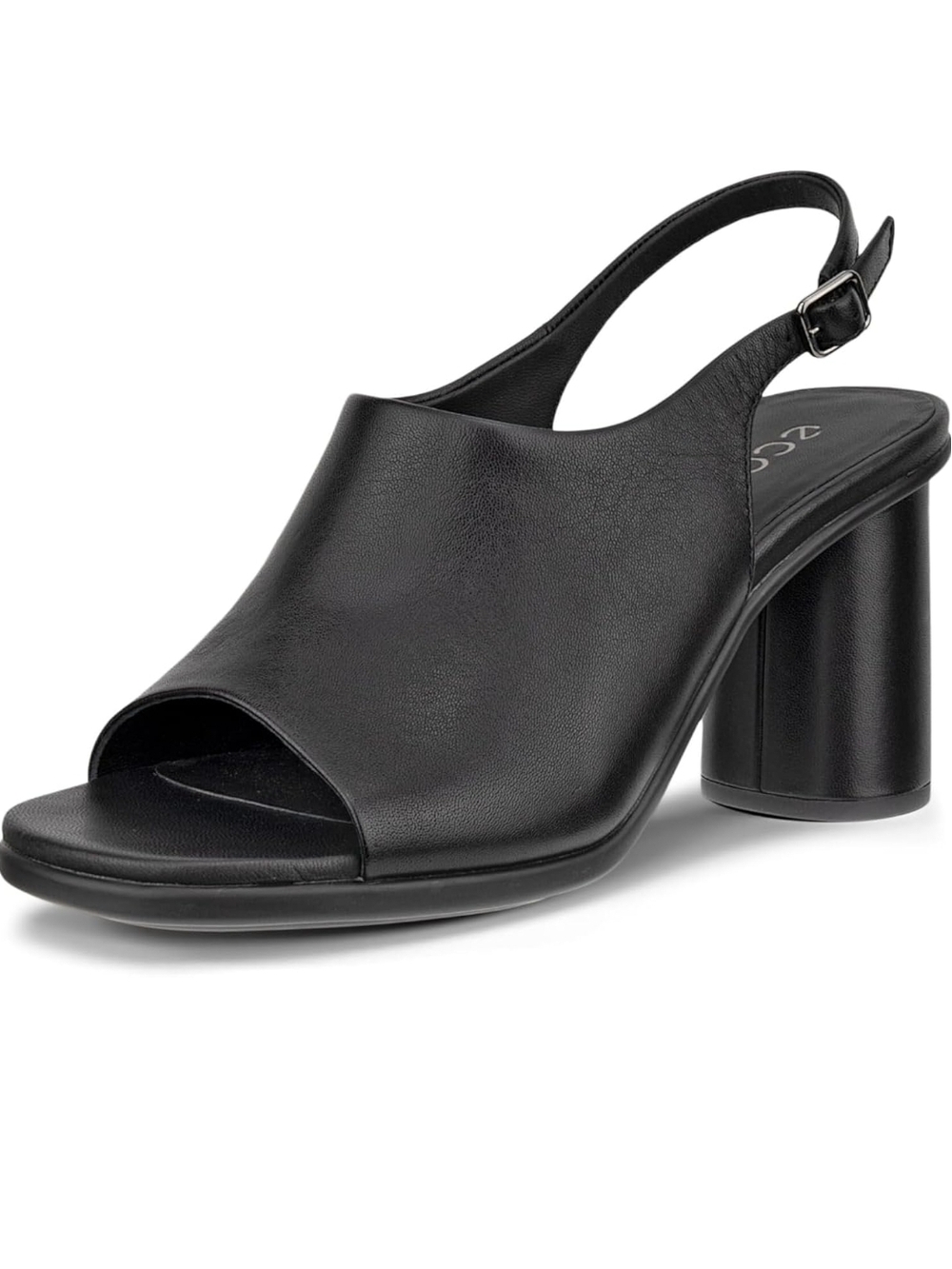 ECCO Black Slingback Block Heel Sandal